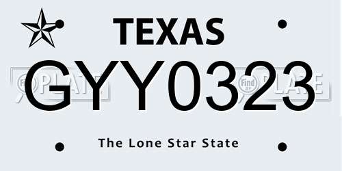 GYY0323 Texas License Plate