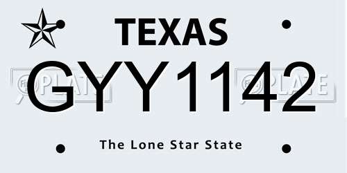 GYY1142 Texas License Plate