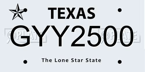 GYY2500 Texas License Plate