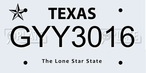 GYY3016 Texas License Plate