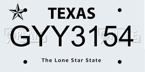 GYY3154 Texas License Plate