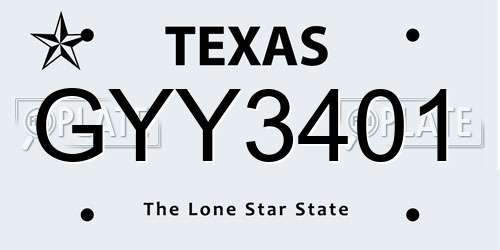 GYY3401 Texas License Plate