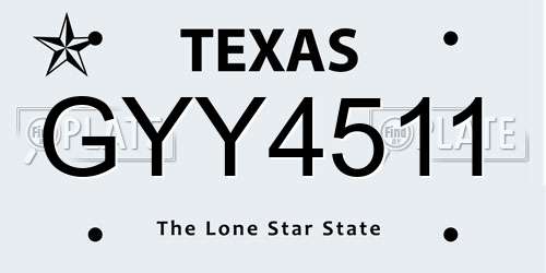GYY4511 Texas License Plate