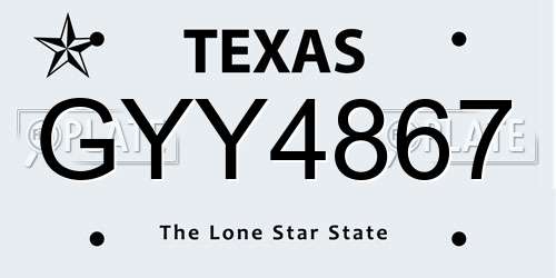 GYY4867 Texas License Plate