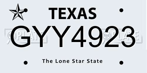 GYY4923 Texas License Plate