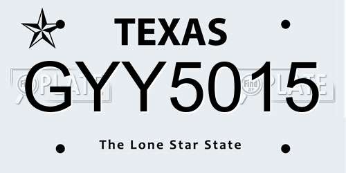 GYY5015 Texas License Plate