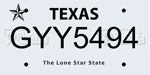 GYY5494 Texas License Plate
