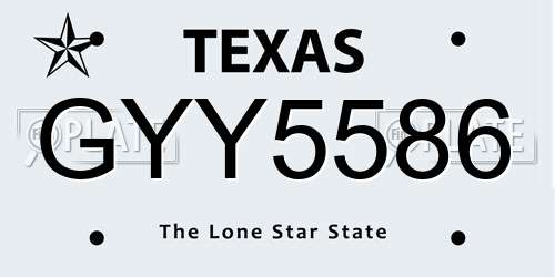 GYY5586 Texas License Plate