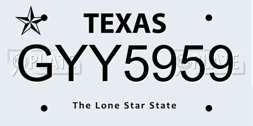 GYY5959 Texas License Plate
