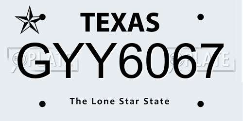 GYY6067 Texas License Plate