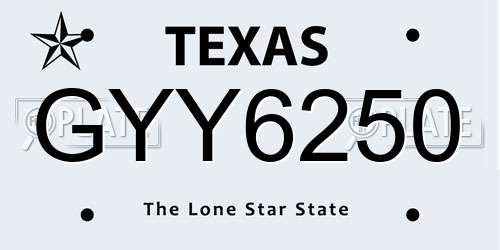 GYY6250 Texas License Plate