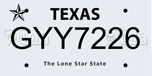 GYY7226 Texas License Plate