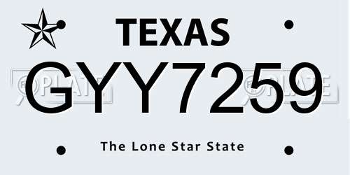 GYY7259 Texas License Plate