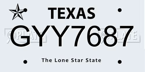 GYY7687 Texas License Plate