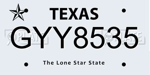 GYY8535 Texas License Plate