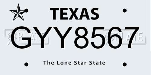 GYY8567 Texas License Plate