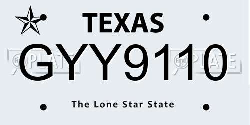 GYY9110 Texas License Plate