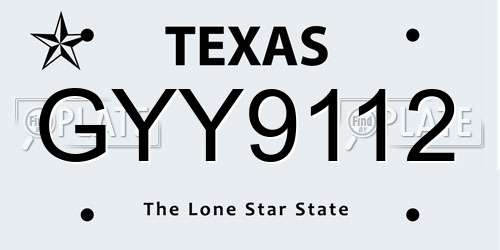 GYY9112 Texas License Plate