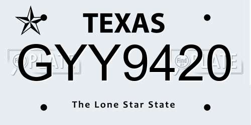 GYY9420 Texas License Plate