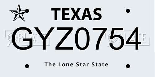 GYZ0754 Texas License Plate