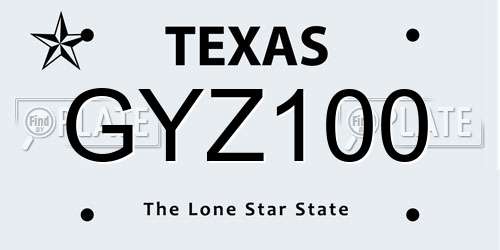 GYZ100 Texas License Plate