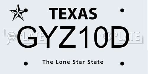 GYZ10D Texas License Plate
