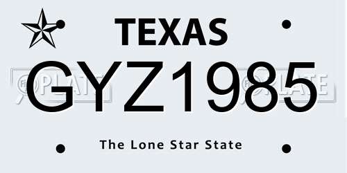 GYZ1985 Texas License Plate