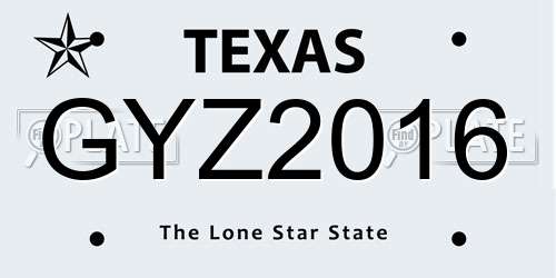 GYZ2016 Texas License Plate