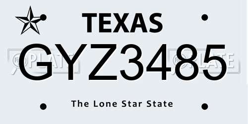 GYZ3485 Texas License Plate