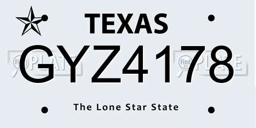 GYZ4178 Texas License Plate