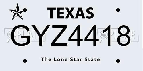 GYZ4418 Texas License Plate