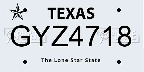 GYZ4718 Texas License Plate