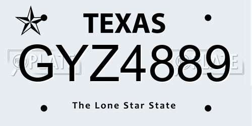 GYZ4889 Texas License Plate