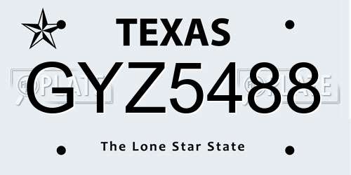 GYZ5488 Texas License Plate