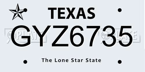 GYZ6735 Texas License Plate