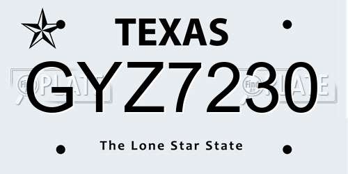 GYZ7230 Texas License Plate