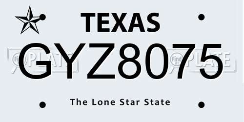 GYZ8075 Texas License Plate