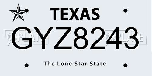 GYZ8243 Texas License Plate