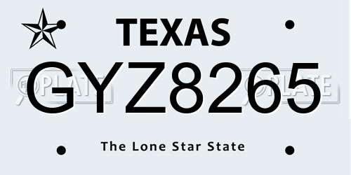 GYZ8265 Texas License Plate