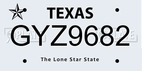 GYZ9682 Texas License Plate