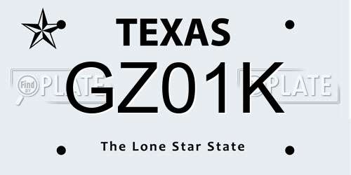 GZ01K Texas License Plate