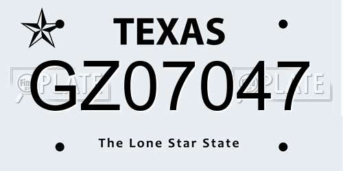GZ07047 Texas License Plate