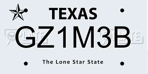 GZ1M3B Texas License Plate