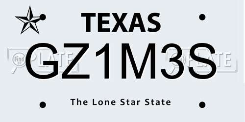 GZ1M3S Texas License Plate