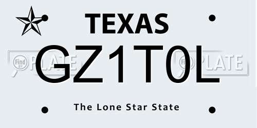 GZ1T0L Texas License Plate
