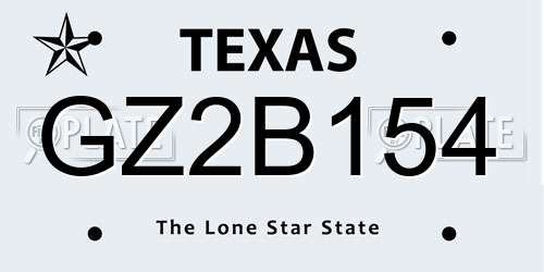 GZ2B154 Texas License Plate