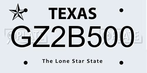 GZ2B500 Texas License Plate