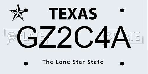 GZ2C4A Texas License Plate