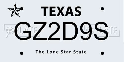 GZ2D9S Texas License Plate