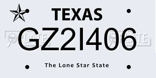 GZ2I406 Texas License Plate